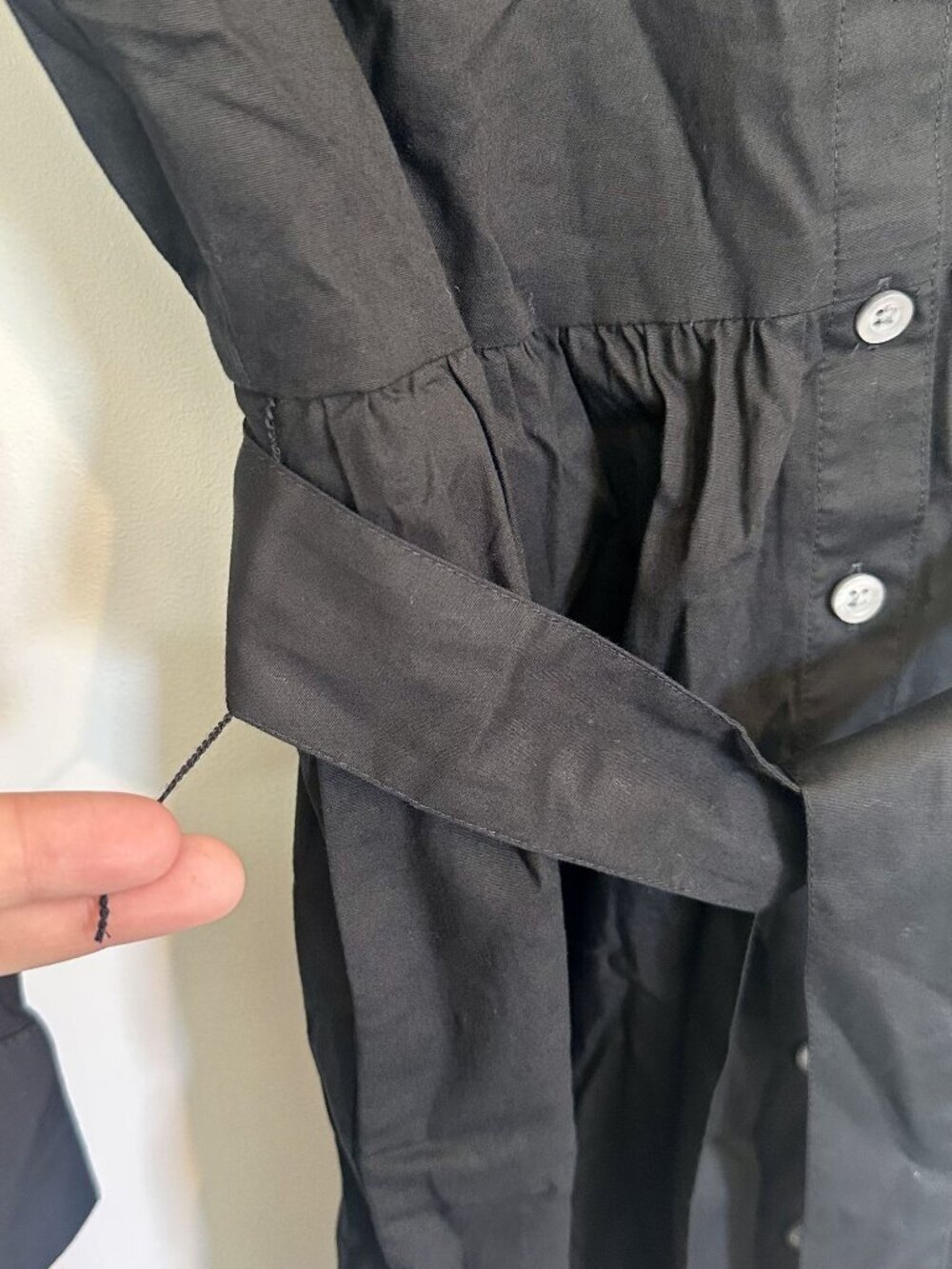 NWT J.Crew Black Long Sleeve Poplin Shirt Dress - Size: Petite 00 - Picture 6 of 11